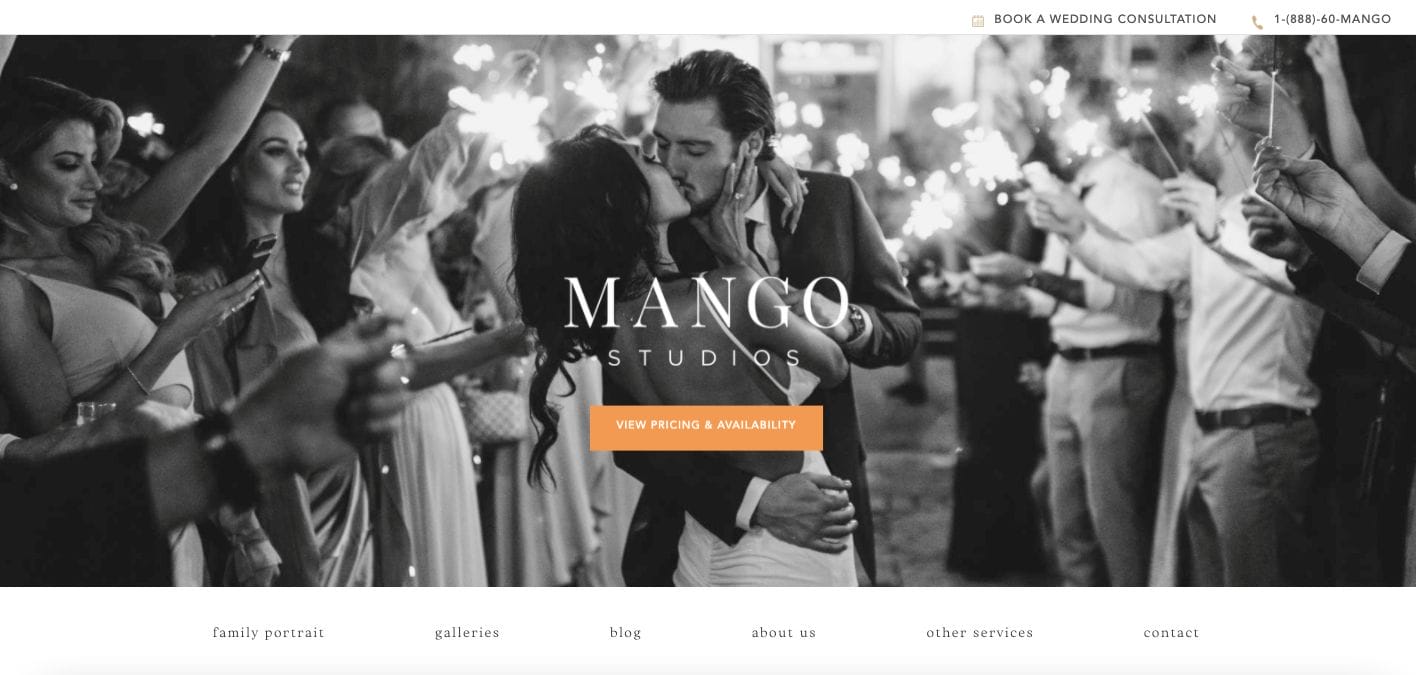 mango studios photography website