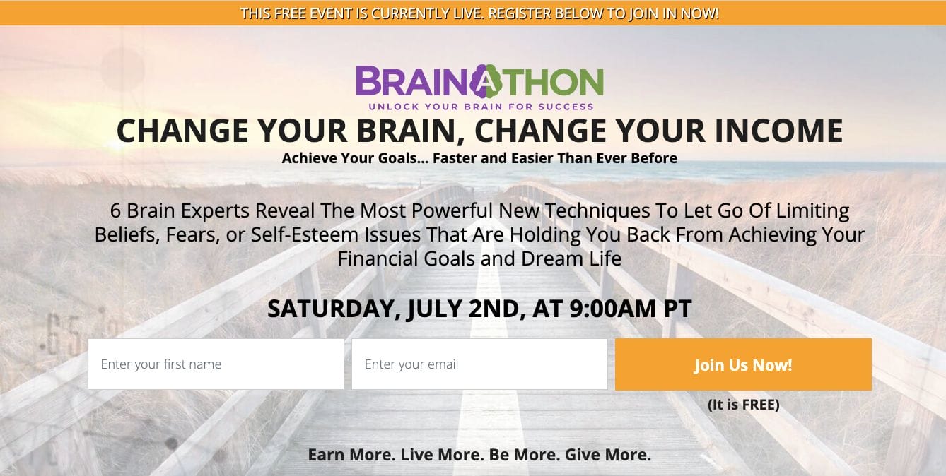 brainathon landing page