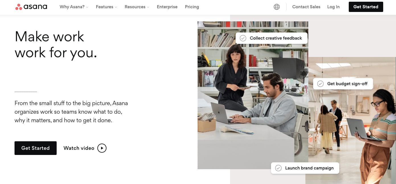 Asana B2B Website Examples