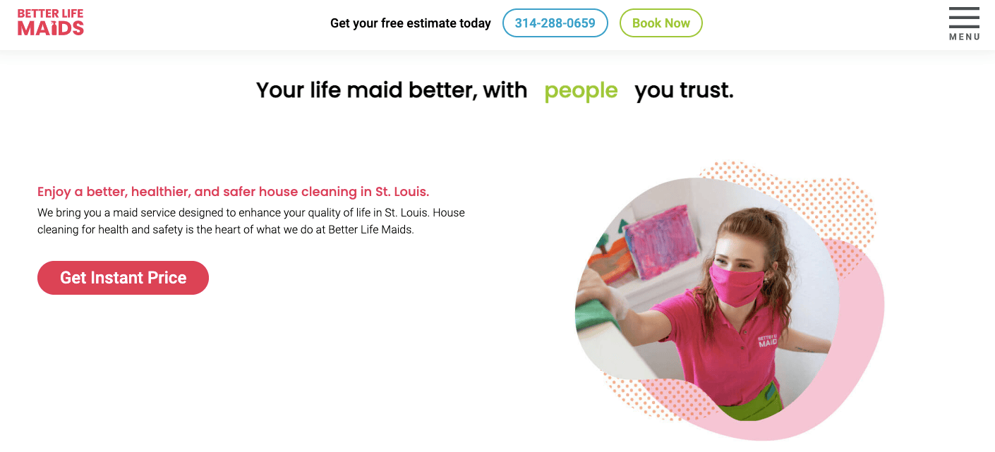 Better Life Maids Cleaning Website