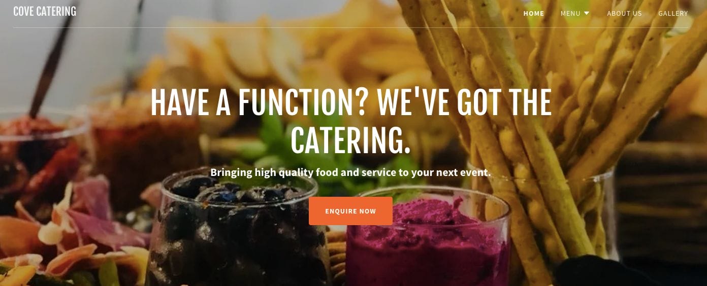 Cove Catering Website Inspirations