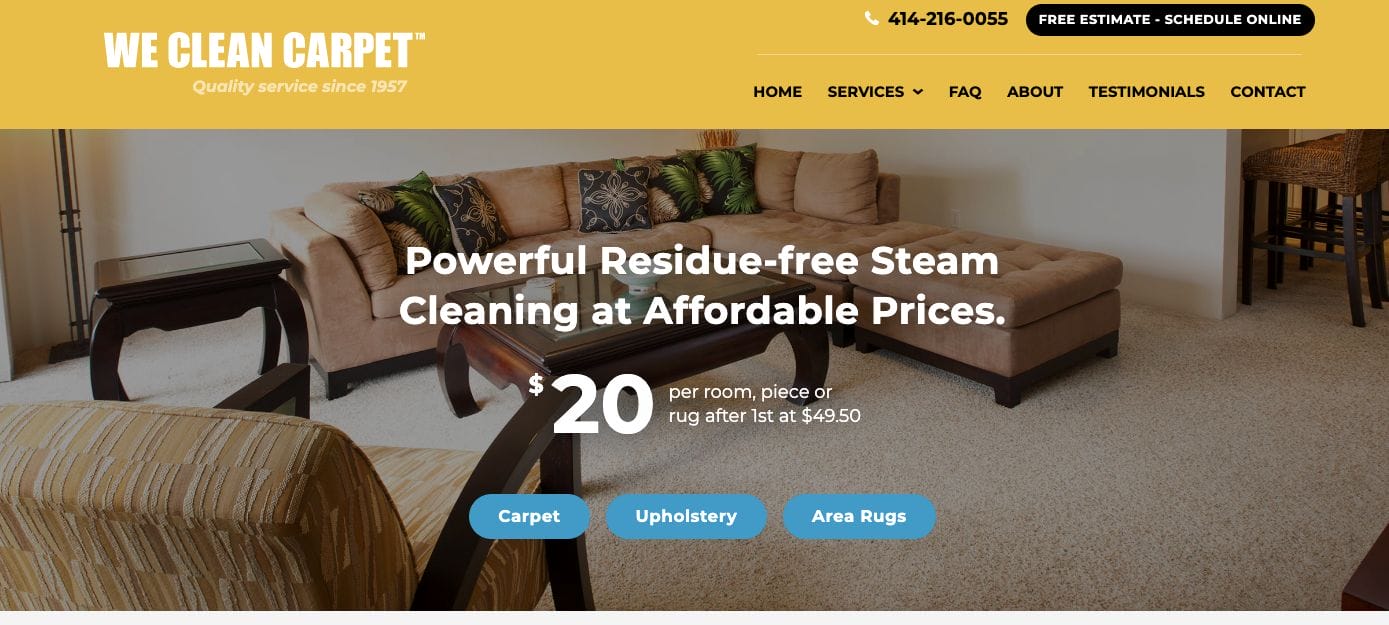 We Clean Carpet Cleaning Website Examples