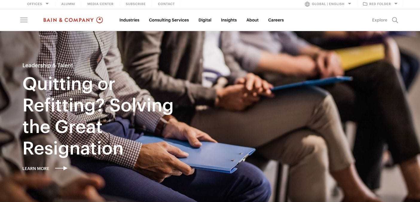 Bain Consulting Website Examples