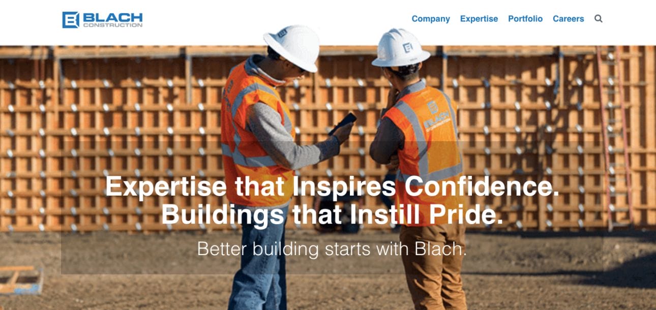 Blach Construction Contractor Website