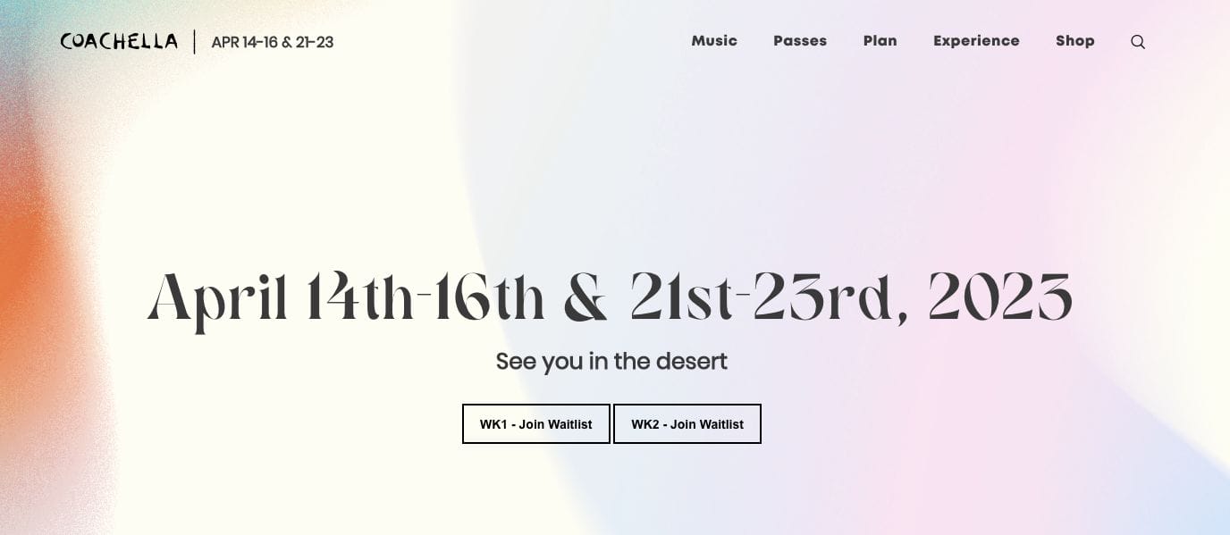 Coachella Event Website Design Examples