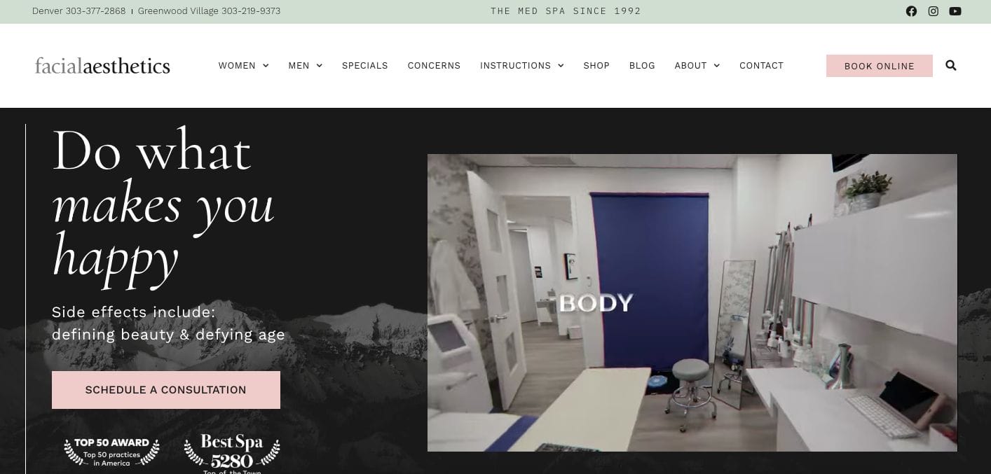 Facial Aesthetics Dermatologists Website Examples