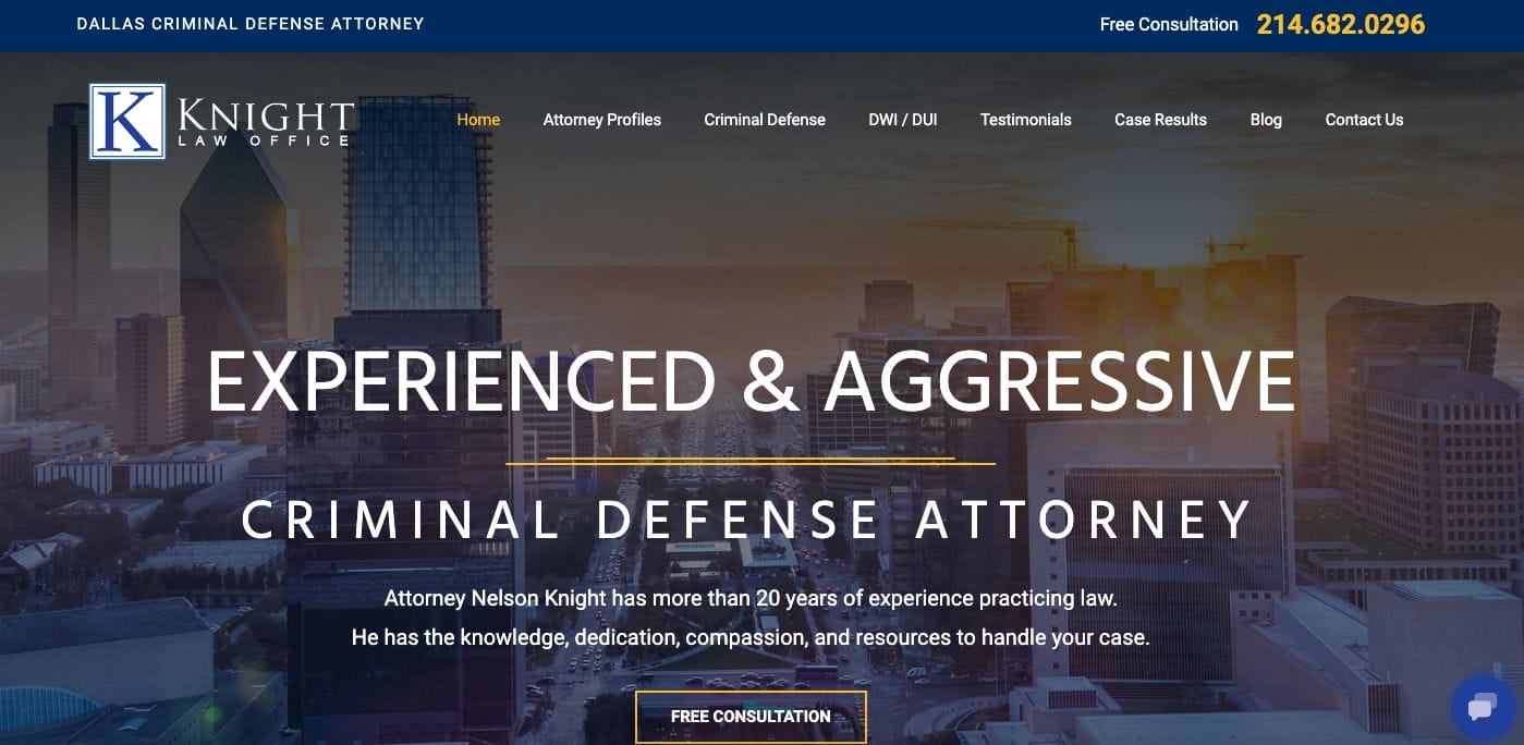 Knights Law Office Criminal Defense Website Design Examples