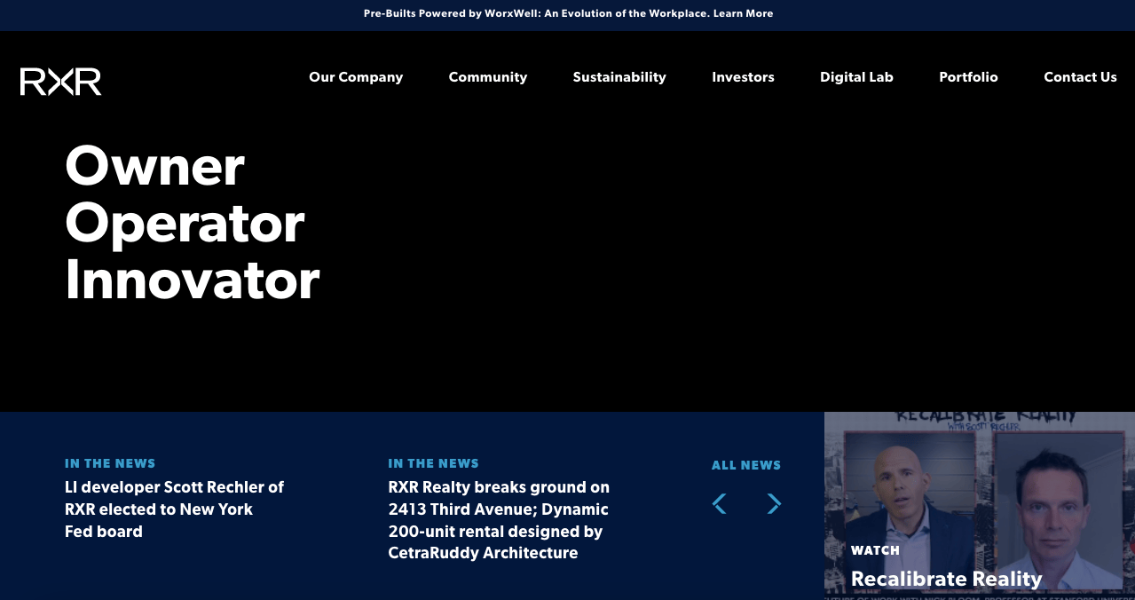 RXR Commercial Real Estate Website Design Examples