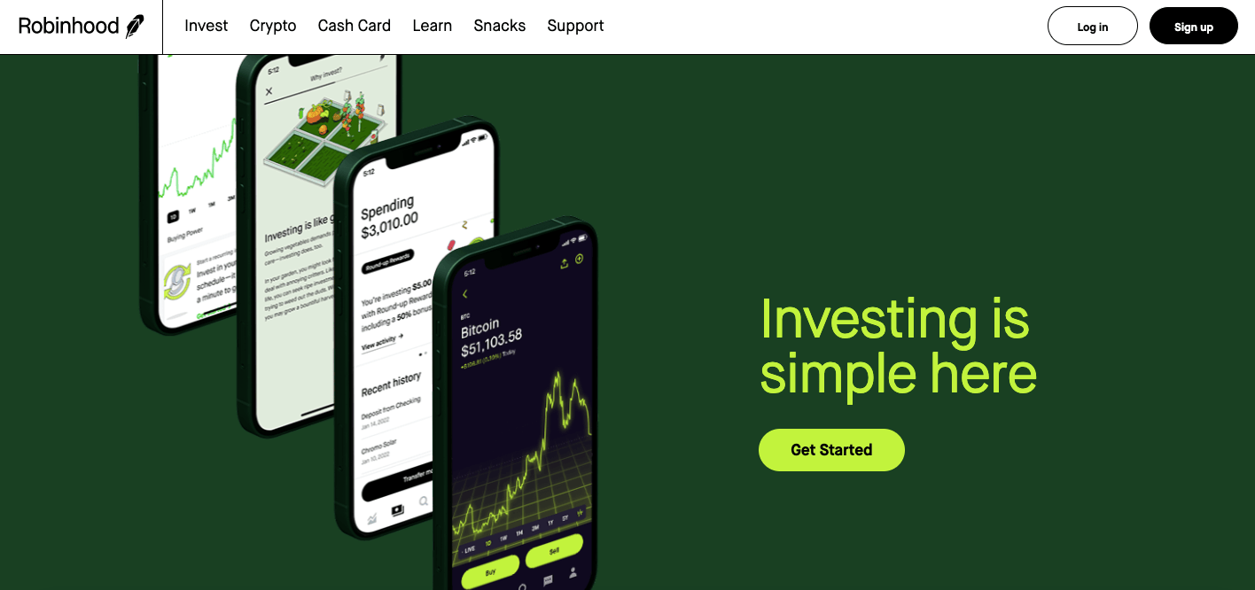 Robinhood Fintech Website Design Examples