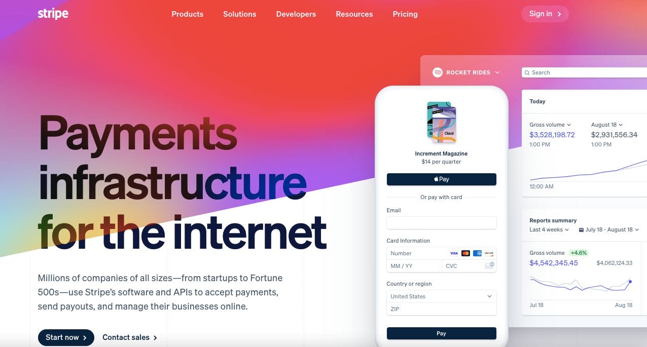 Stripe Fintech Website Design Examples