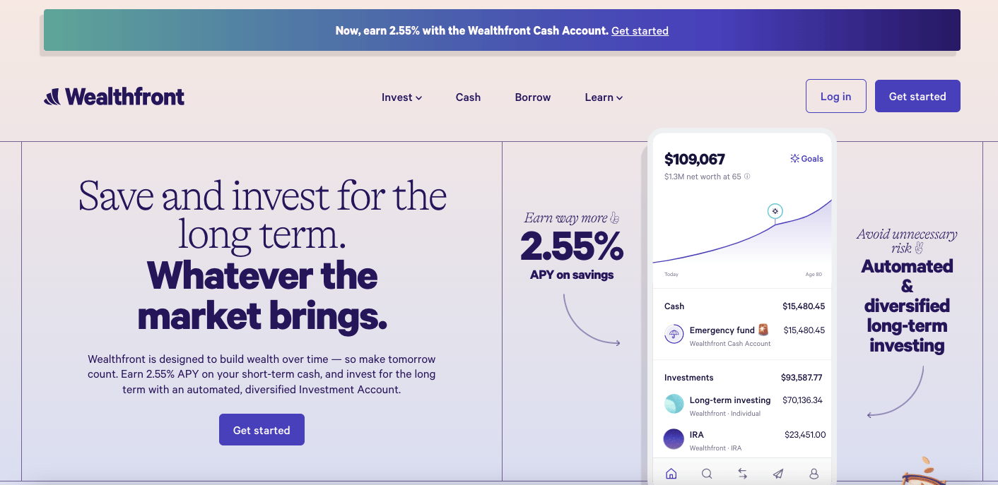 Wealthfront Fintech Website Design Examples