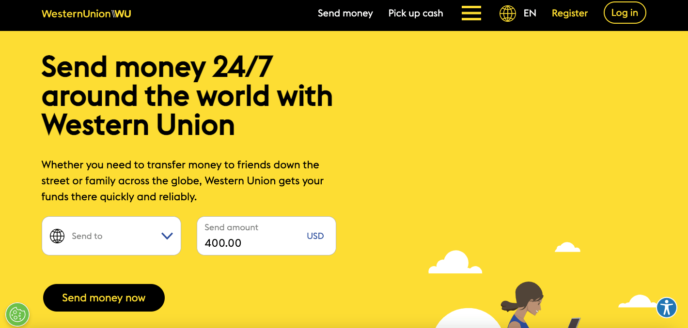 Western Union Fintech Website Design Examples