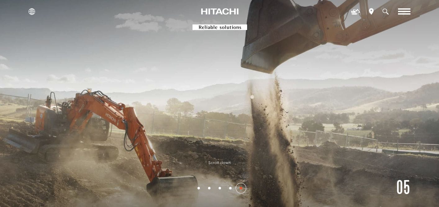 hitachi construction website design examples