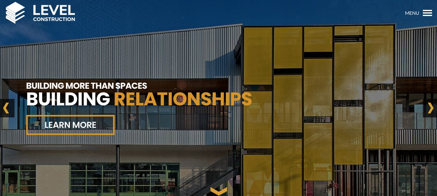 level construction website design examples