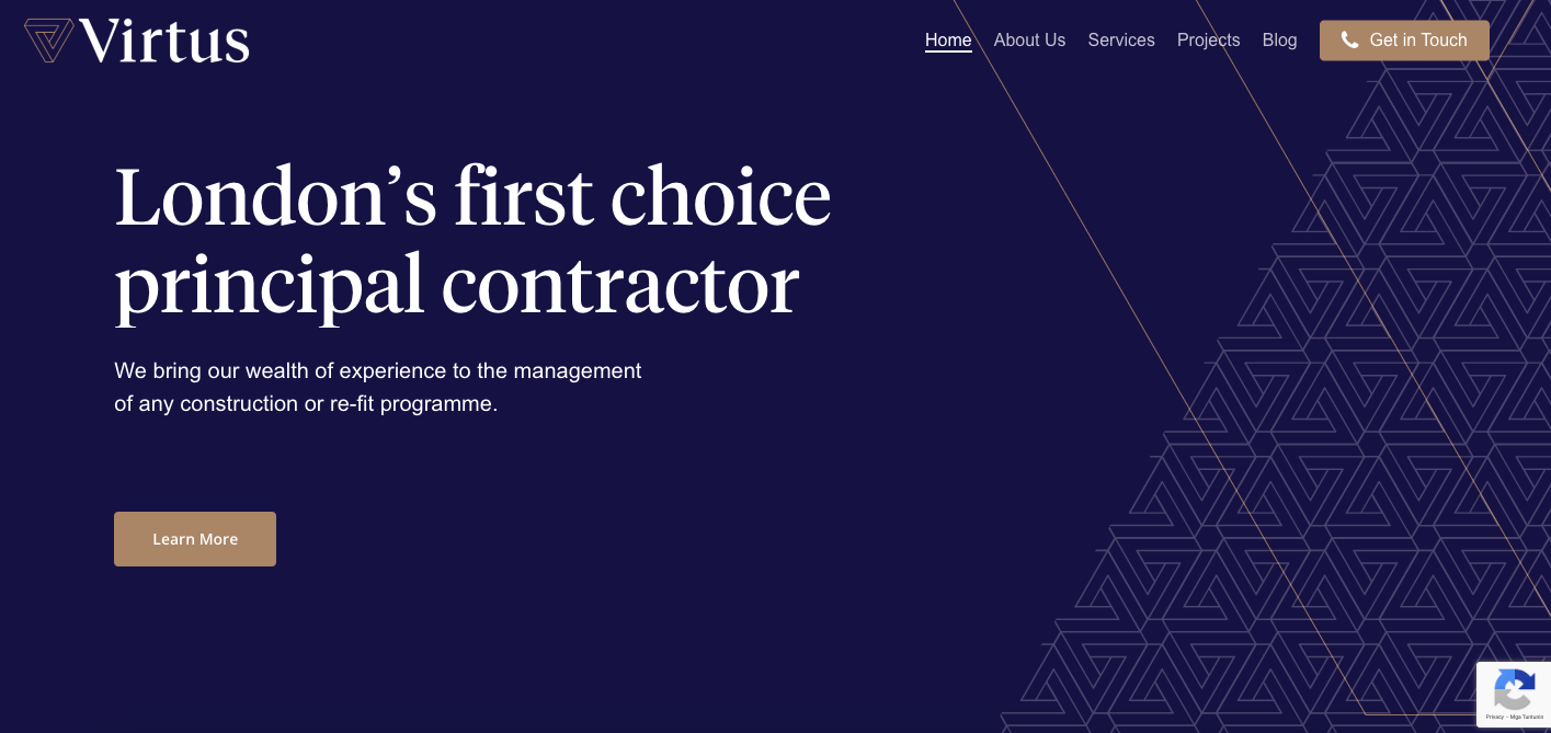 virtuz construction website design example