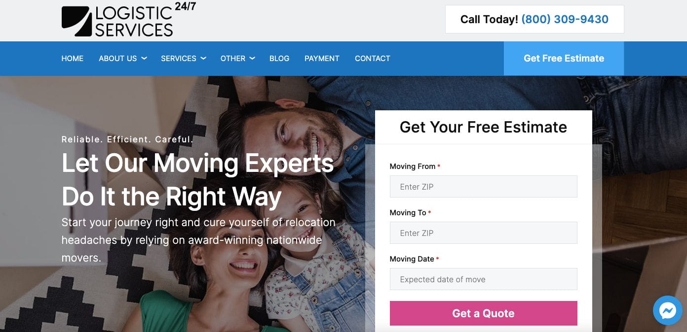 247 Logistics Moving Website Design Examples