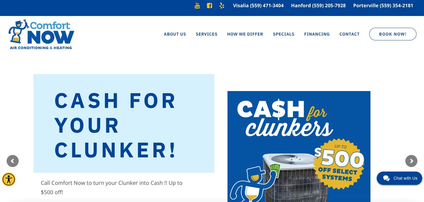 Comfort Now HVAC Website Examples