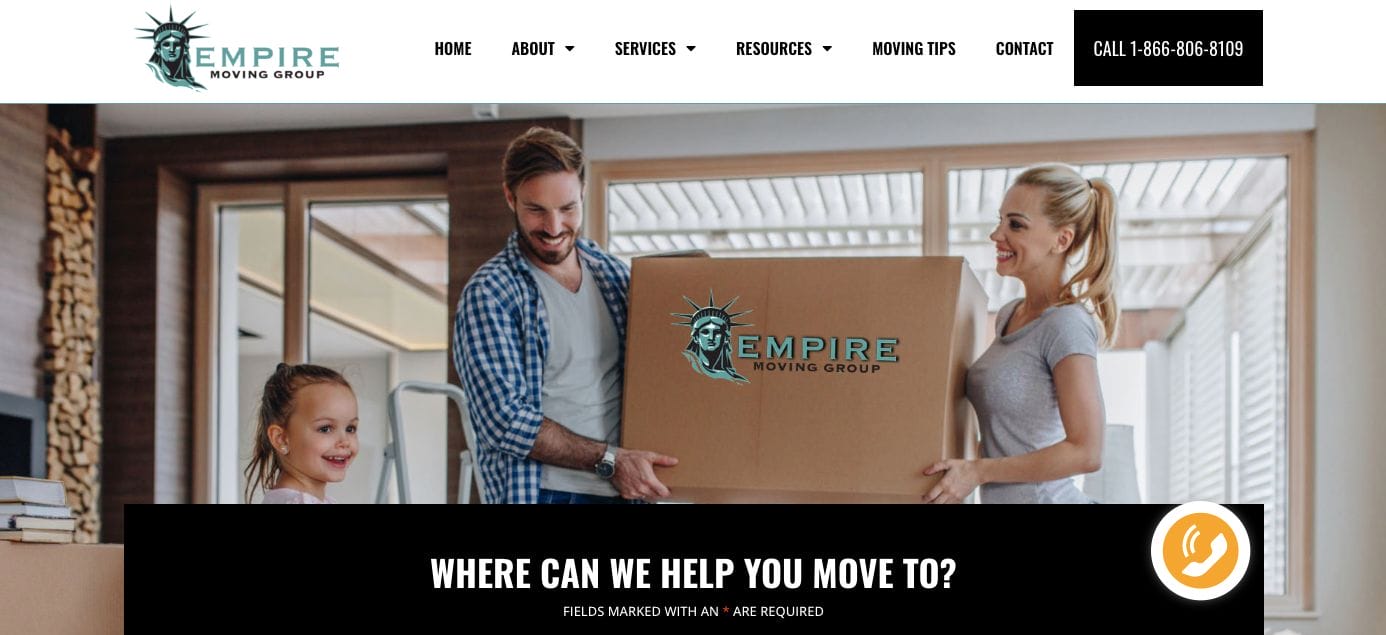 Empire Moving Website Design Examples