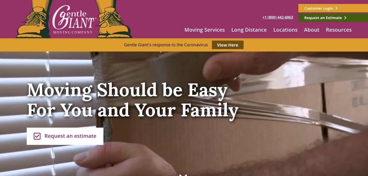 Gentle Giant Moving Website Design Examples