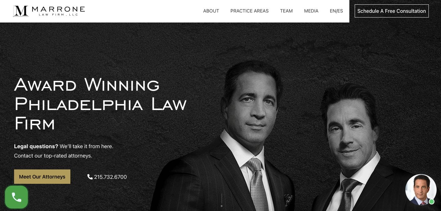 Marrone Personal Injury Website Design Examples
