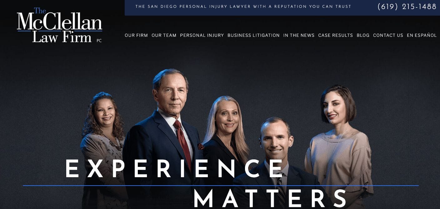 McClellan Law Firm Personal Injury Website Design Examples