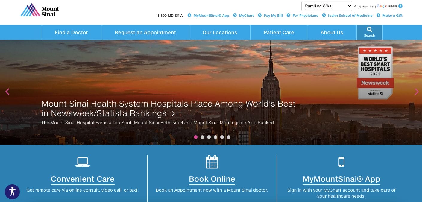 Mount Sinai Medical Website Design Examples