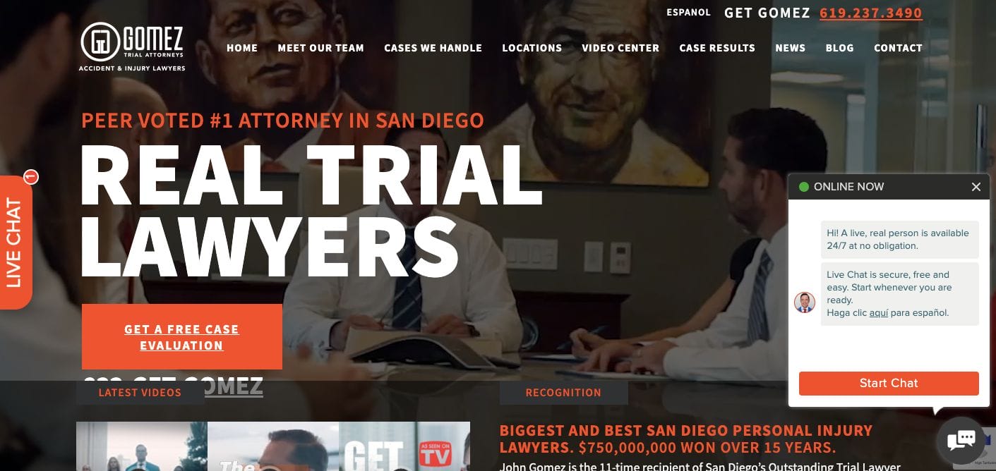 The Gomez Personal Injury Website Design Examples