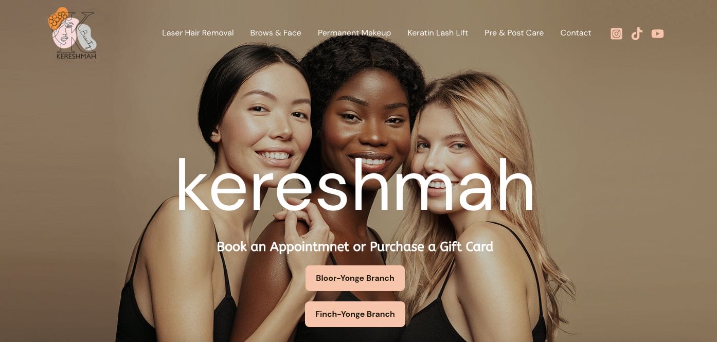 Kereshmah Eyebrow Business Website Examples