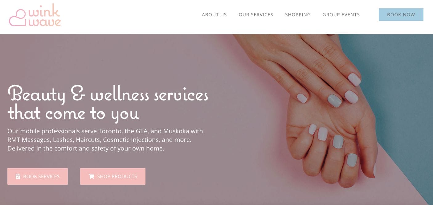 Wink Wave Eyelash Business Website Design Examples