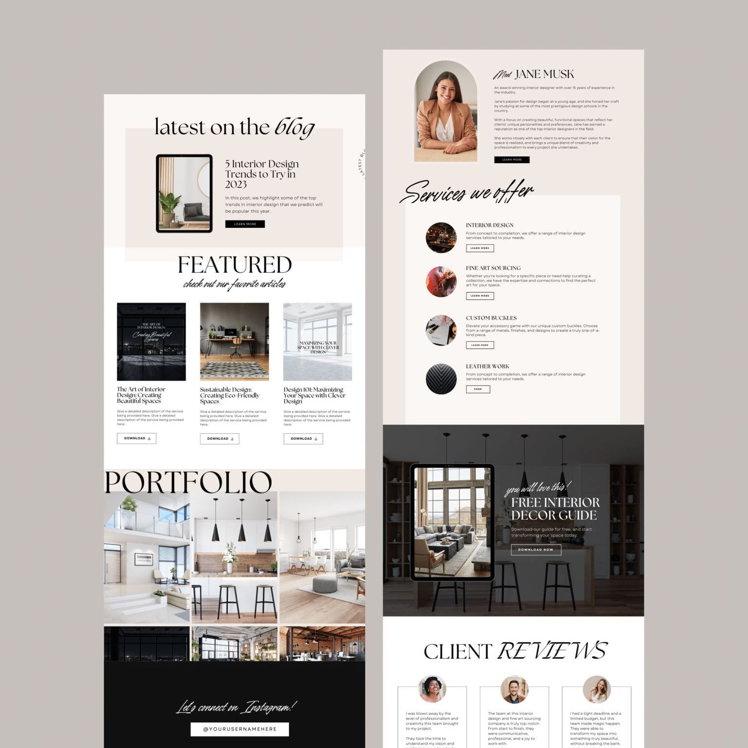 interior designer web design and branding